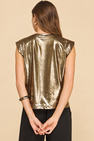 Caro Metallic Top