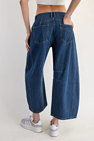 Striped Barrel Jean