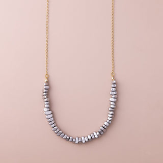 "U" Chips Hematite Medium Necklace