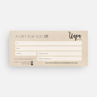 UAPA GIFT CERTIFICATE